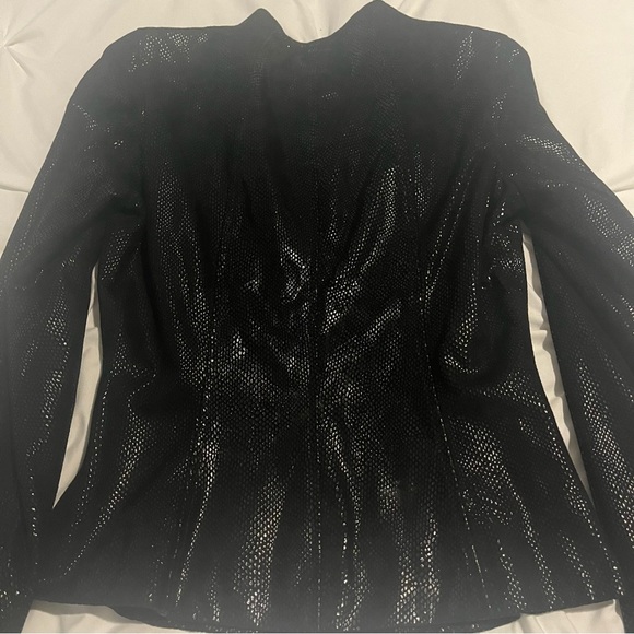 Reba Snakeskin Leather Jacket Size 4 Black Good Condition - Picture 3 of 13